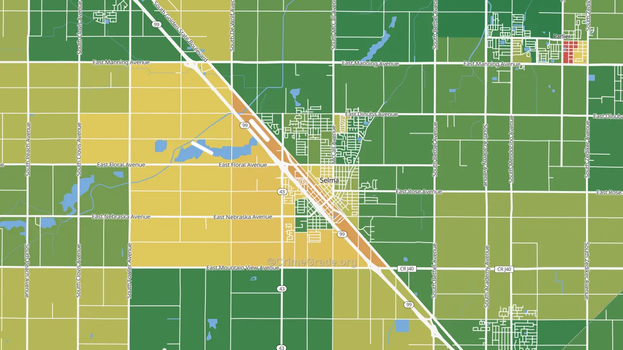 Selma, CA Map of Drug-Related Crime Rates