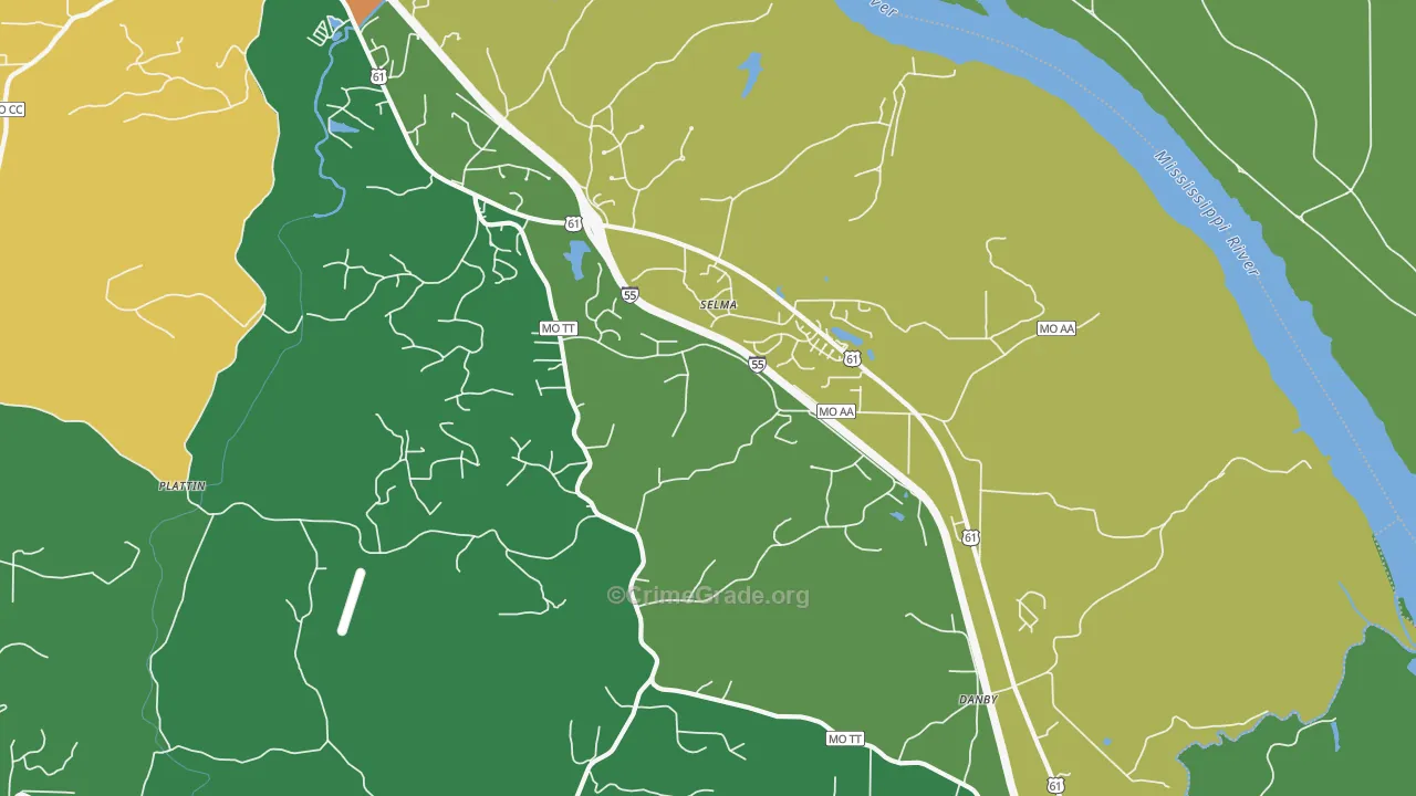 Selma, MO Map of Drug-Related Crime Rates