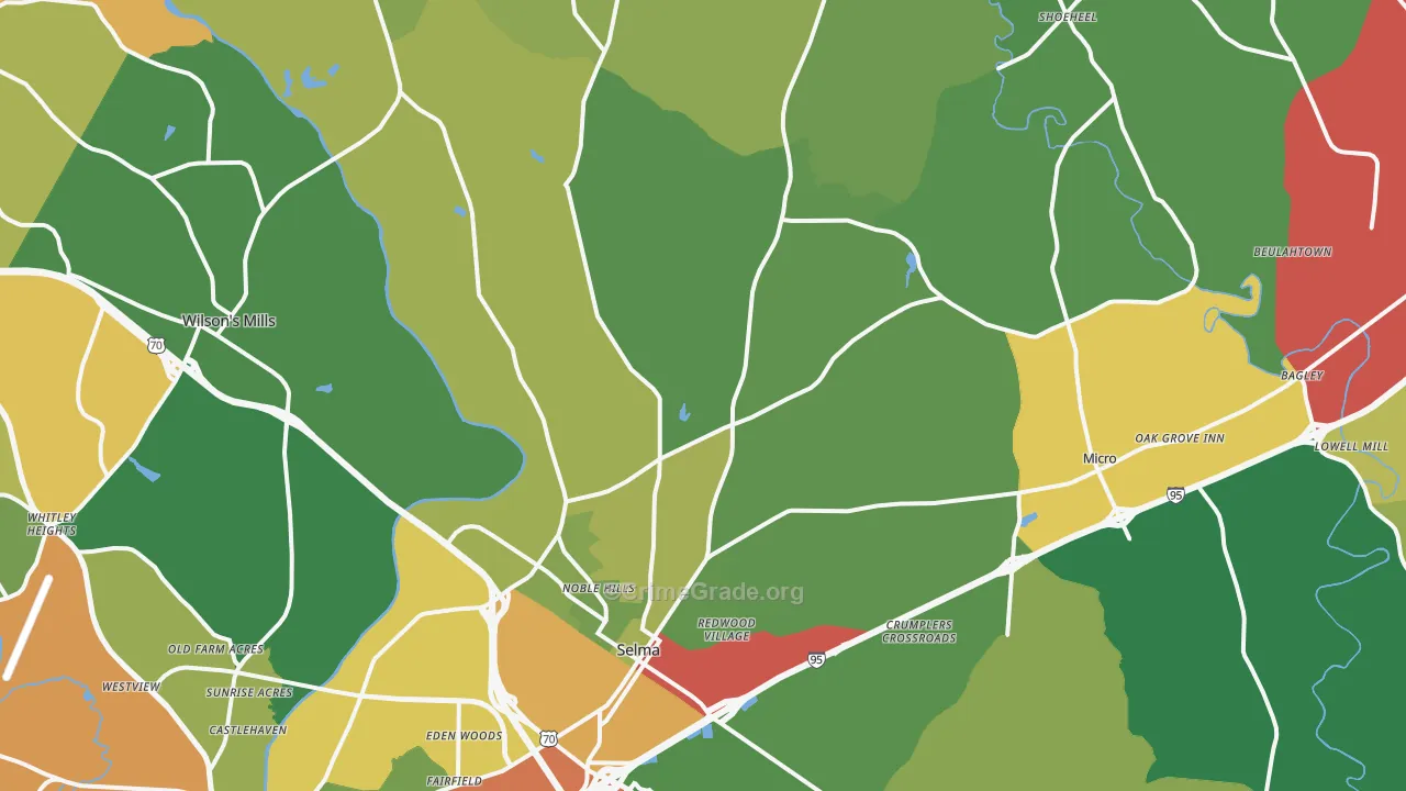 Selma, NC Map of Drug-Related Crime Rates