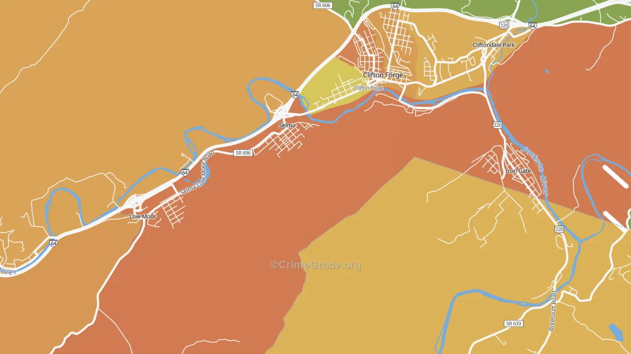 Selma, VA Map of Drug-Related Crime Rates