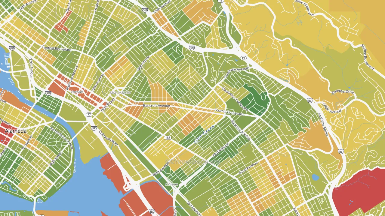 Seminary, Oakland, CA Map of Drug-Related Crime Rates