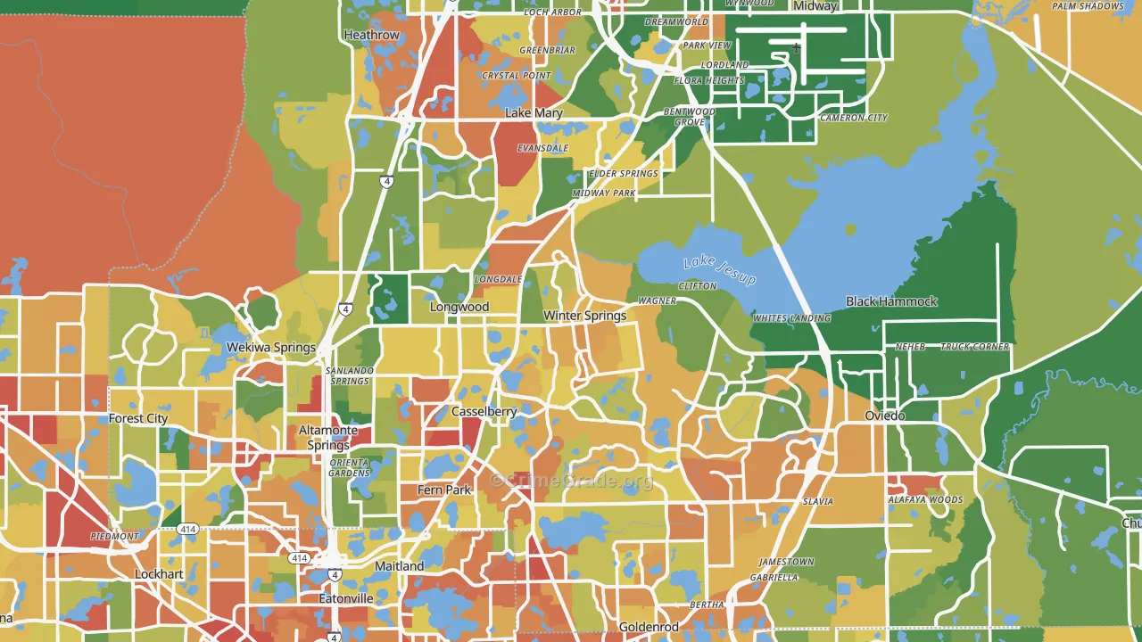 Seminole County, FL Map of Drug-Related Crime Rates