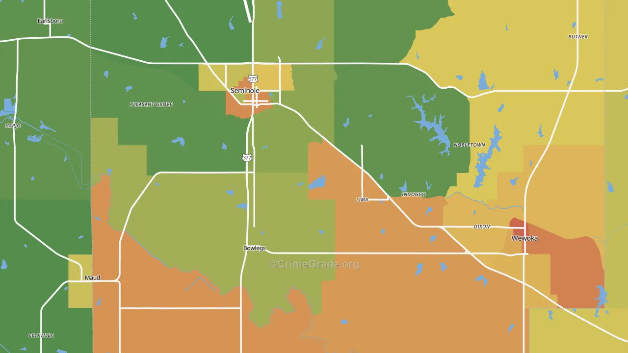 Seminole County, OK Map of Drug-Related Crime Rates