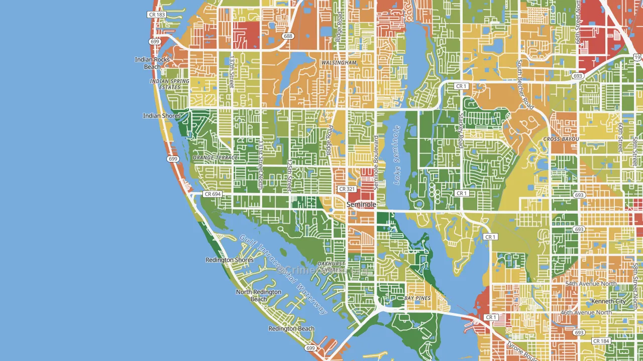Seminole, FL Map of Drug-Related Crime Rates
