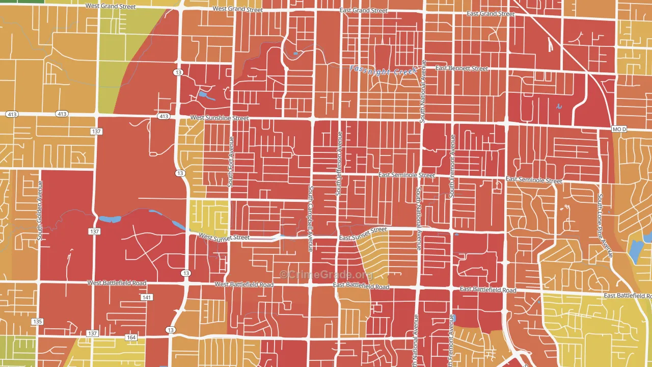 Seminole Holland, Springfield, MO Map of Drug-Related Crime Rates