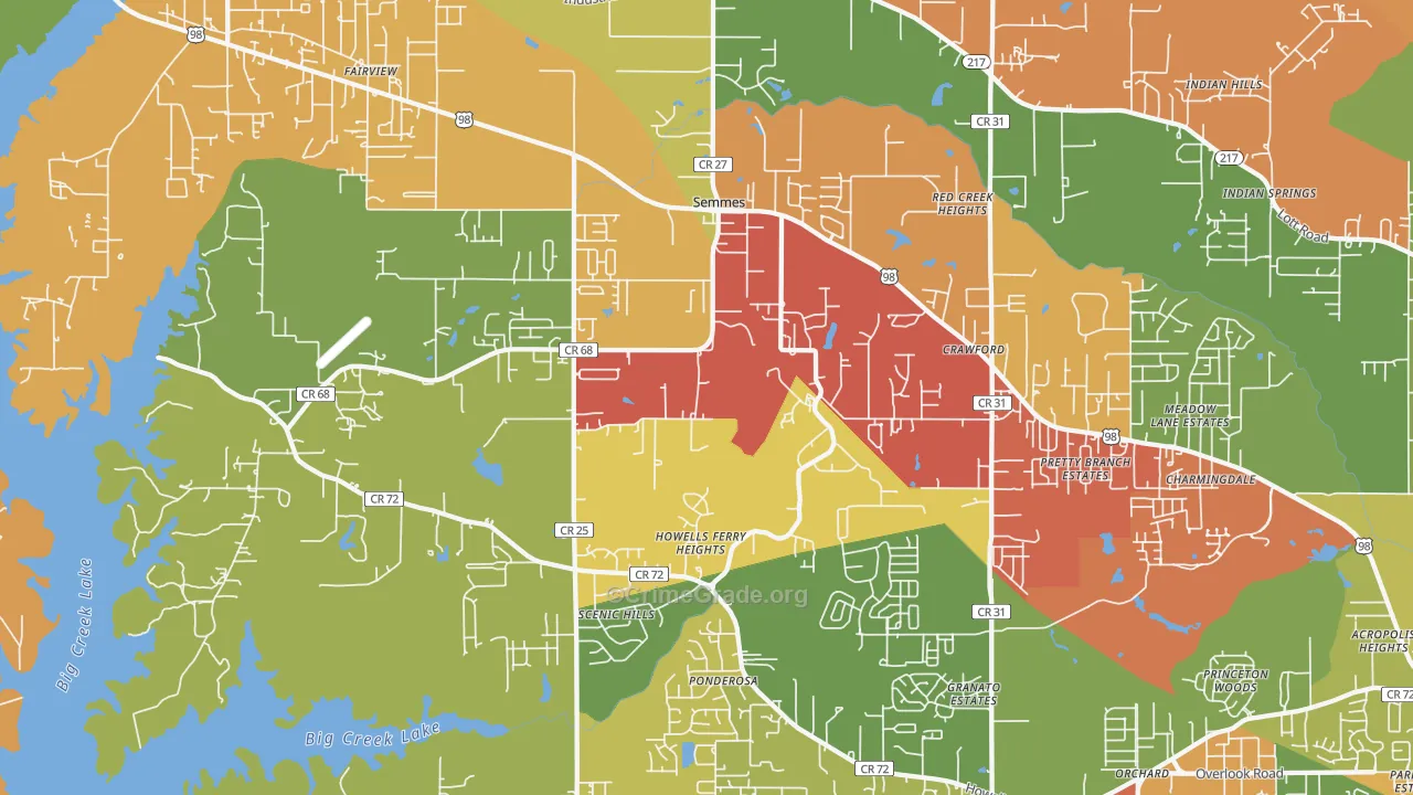 Semmes, AL Map of Drug-Related Crime Rates