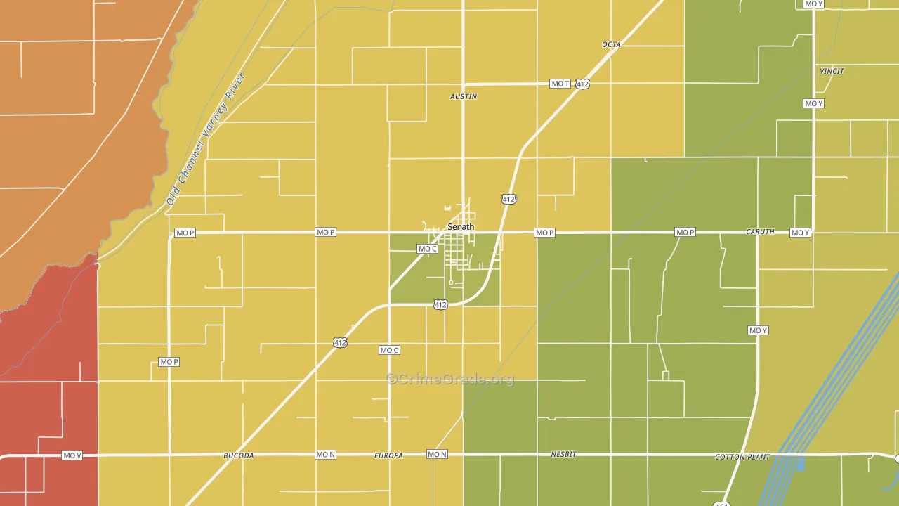 Senath, MO Map of Drug-Related Crime Rates