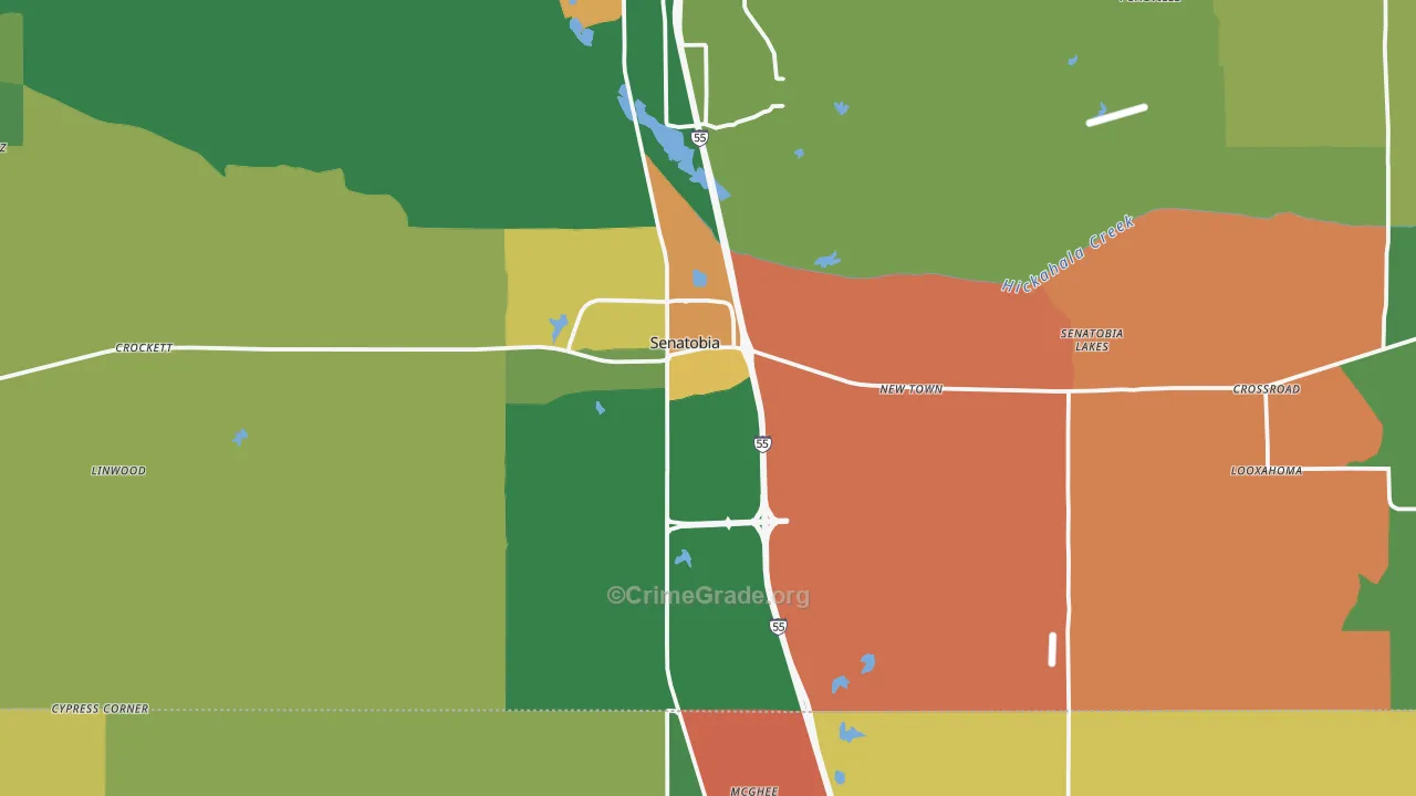 Senatobia, MS Map of Drug-Related Crime Rates
