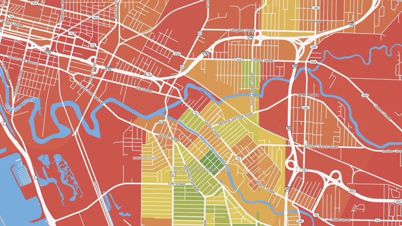 Seneca, Buffalo, NY Map of Drug-Related Crime Rates