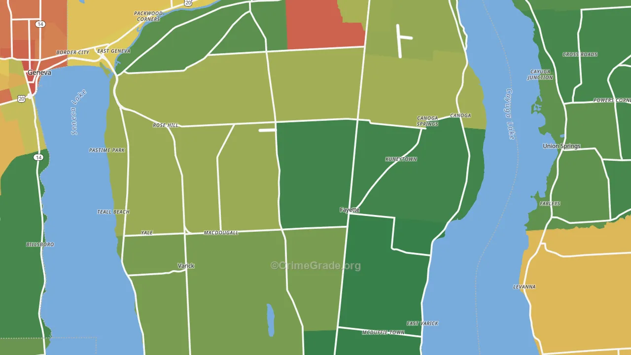 Seneca County, NY Map of Drug-Related Crime Rates