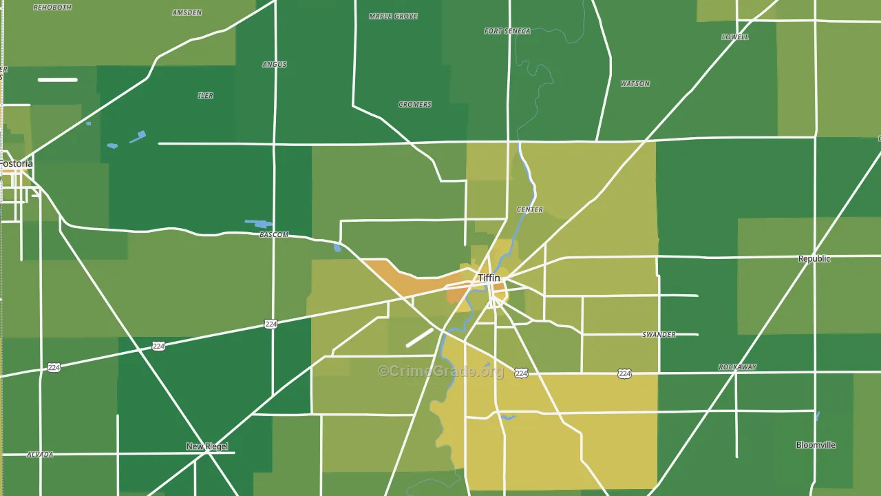 Seneca County, OH Map of Drug-Related Crime Rates