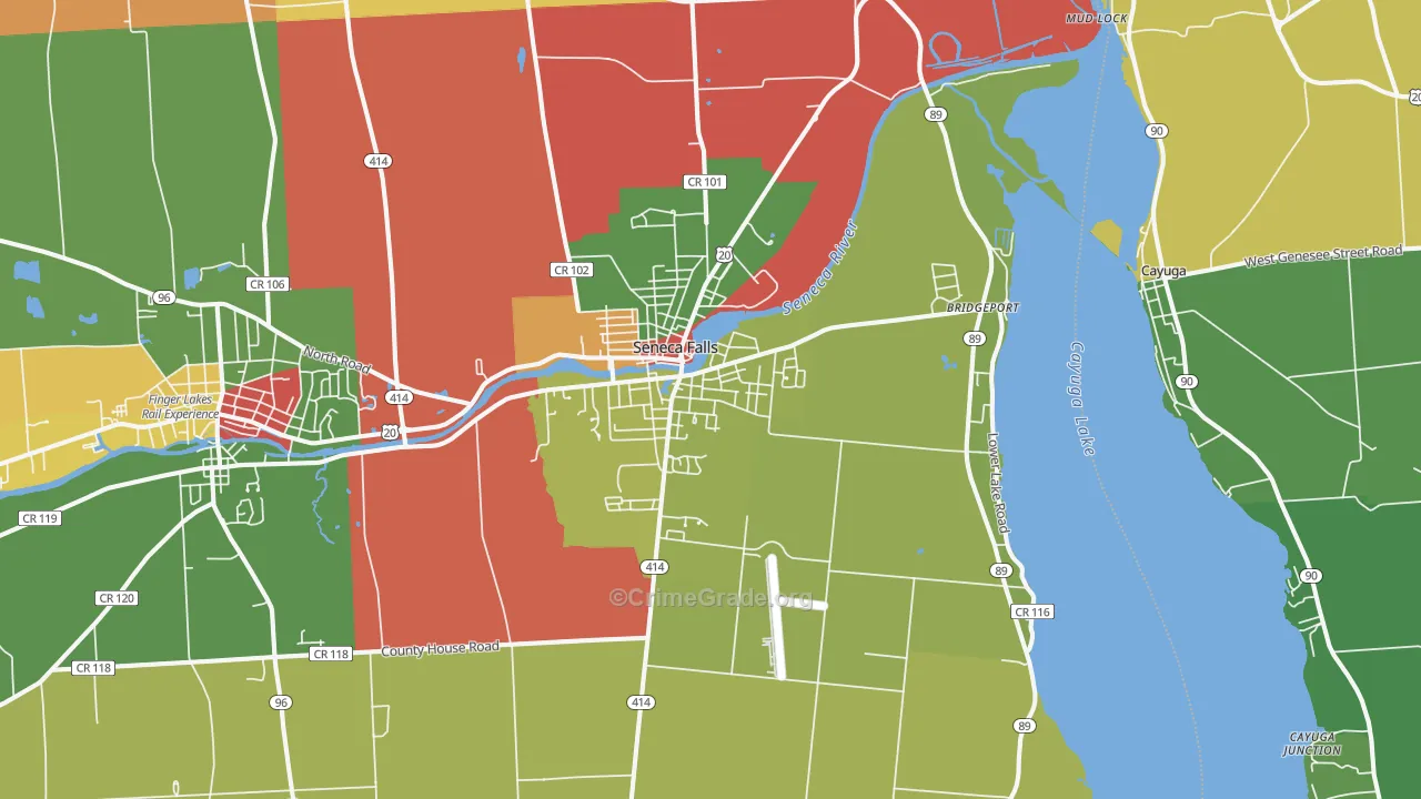 Seneca Falls, NY Map of Drug-Related Crime Rates