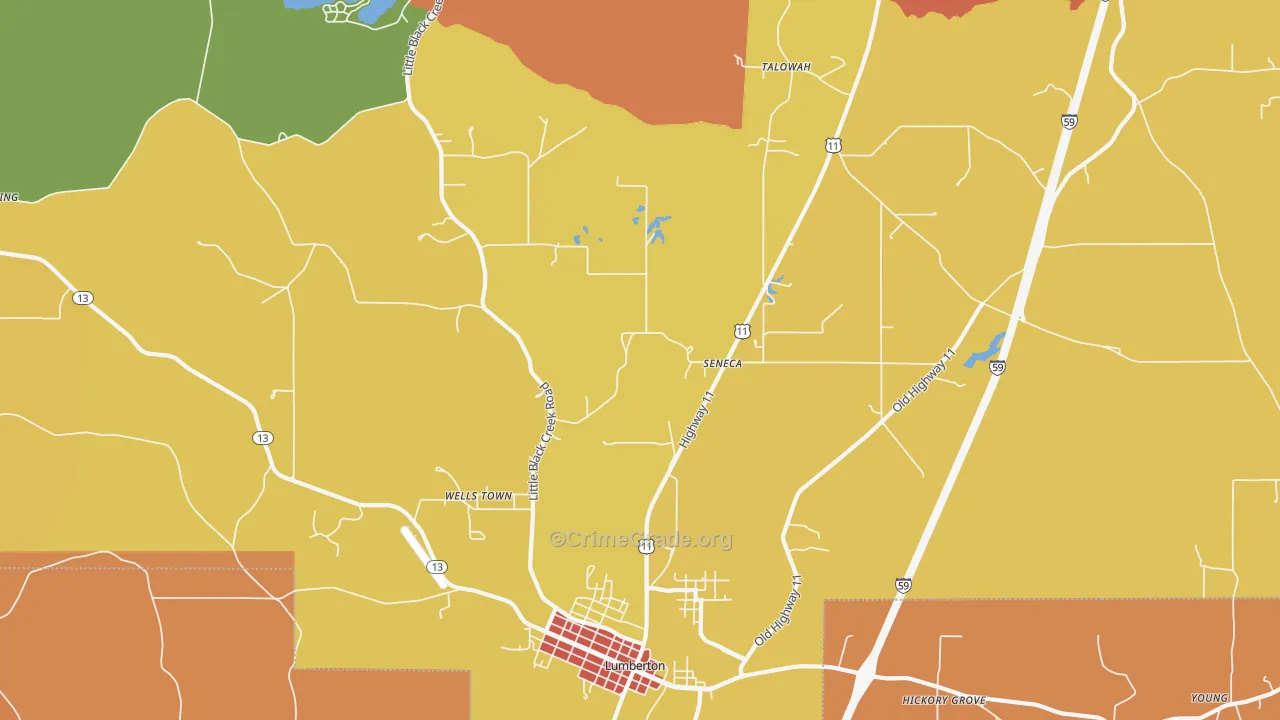 Seneca, MS Map of Drug-Related Crime Rates