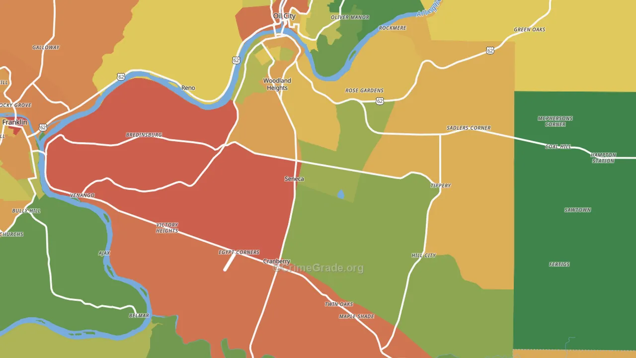 Seneca, PA Map of Drug-Related Crime Rates
