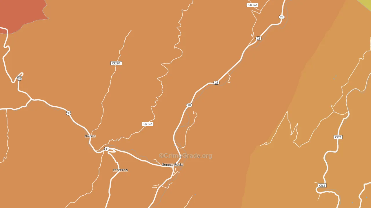 Seneca Rocks, WV Map of Drug-Related Crime Rates