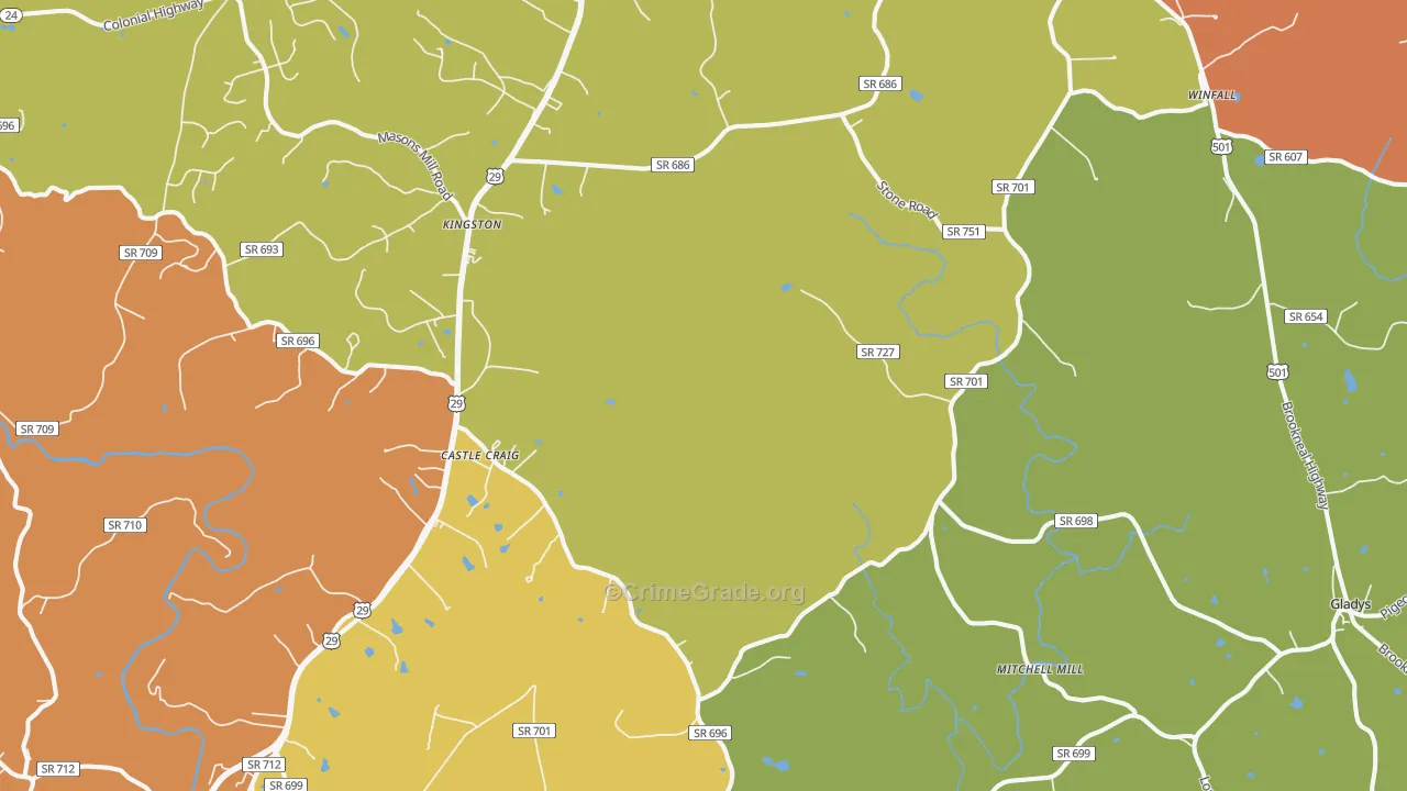 Seneca, VA Map of Drug-Related Crime Rates