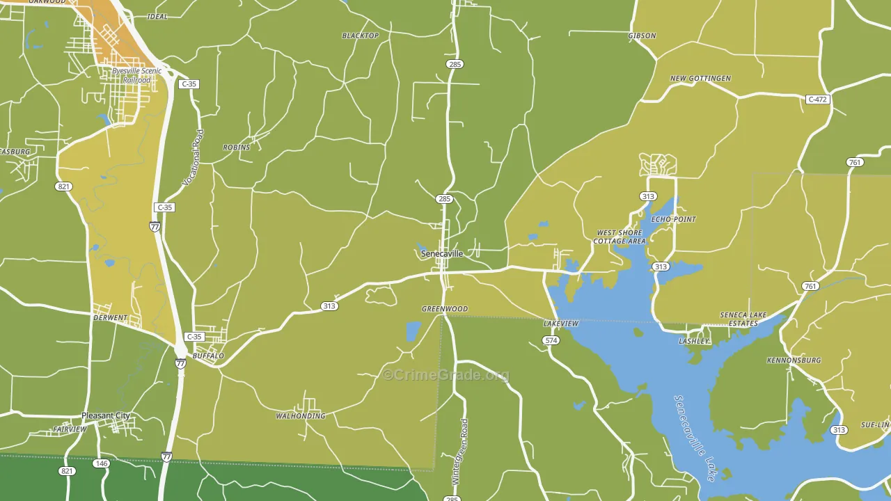 Senecaville, OH Map of Drug-Related Crime Rates