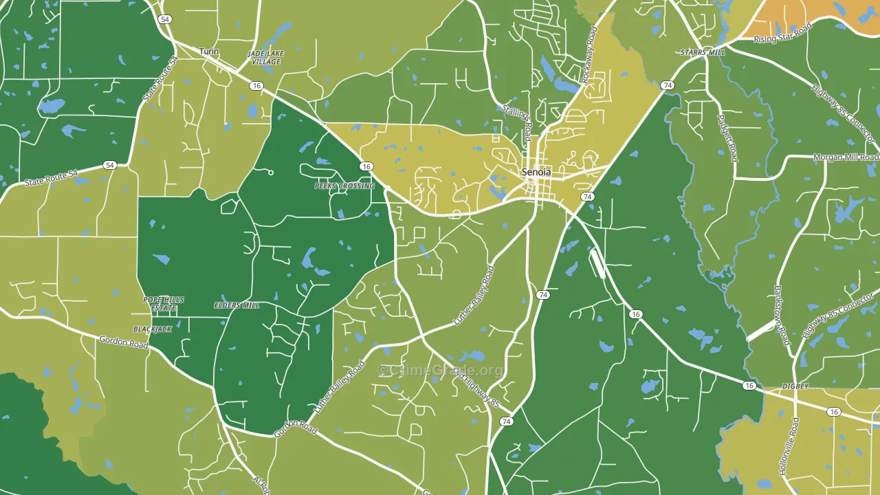 Senoia, GA Map of Drug-Related Crime Rates