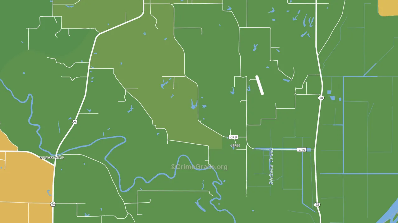 Sepo, IL Map of Drug-Related Crime Rates