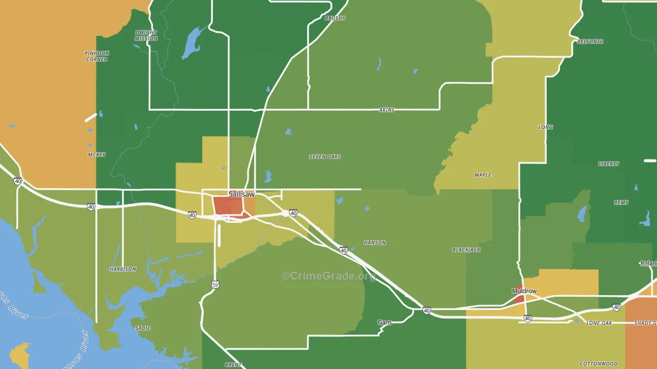 Sequoyah County, OK Map of Drug-Related Crime Rates