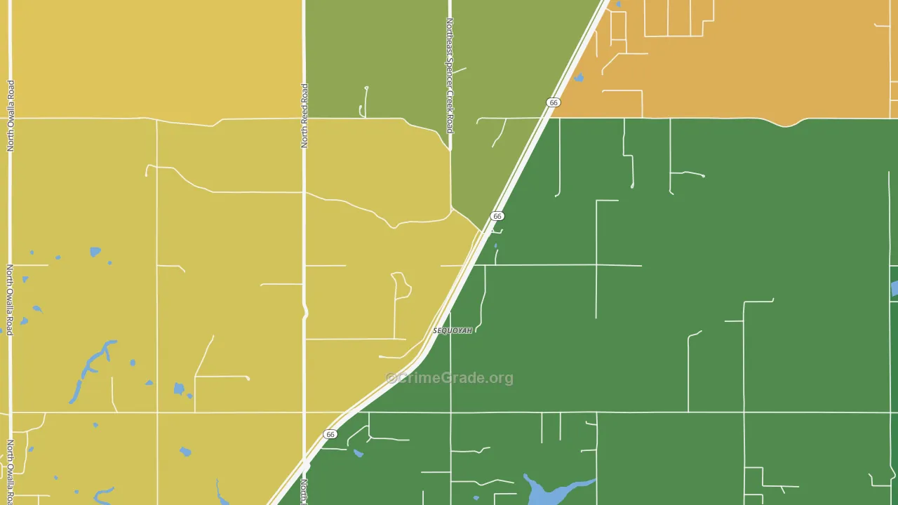Sequoyah, OK Map of Drug-Related Crime Rates