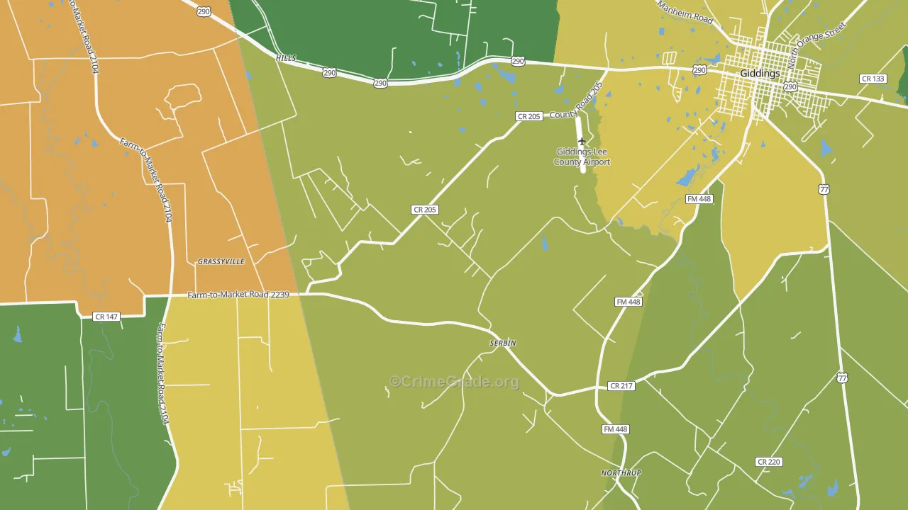 Serbin, TX Map of Drug-Related Crime Rates