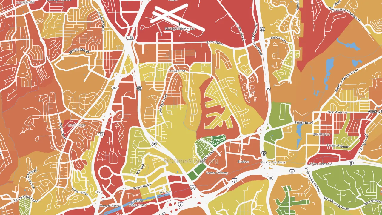 Serra Mesa, San Diego, CA Map of Drug-Related Crime Rates
