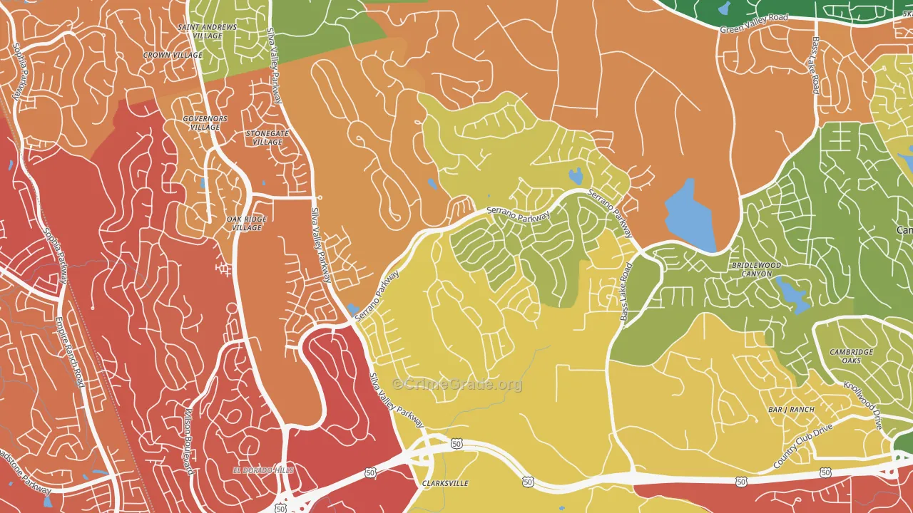 Serrano Village, El Dorado Hills, CA Map of Drug-Related Crime Rates