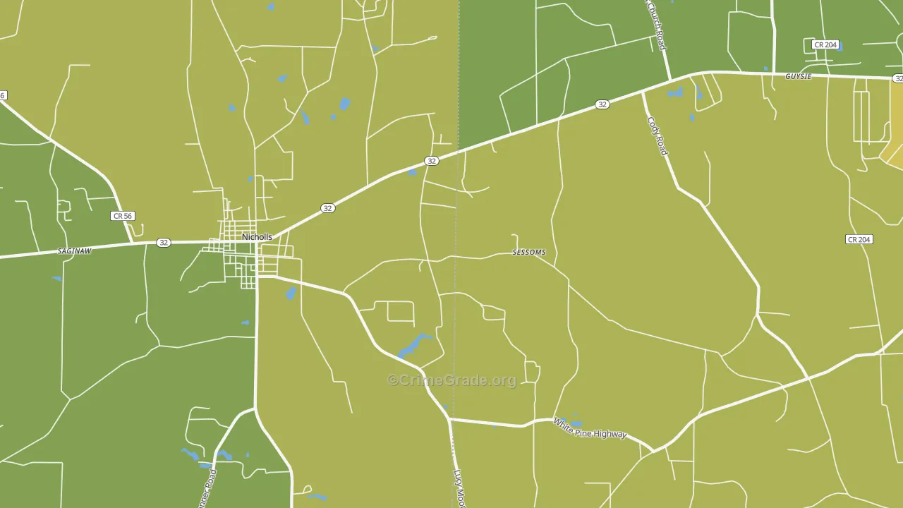 Sessoms, GA Map of Drug-Related Crime Rates