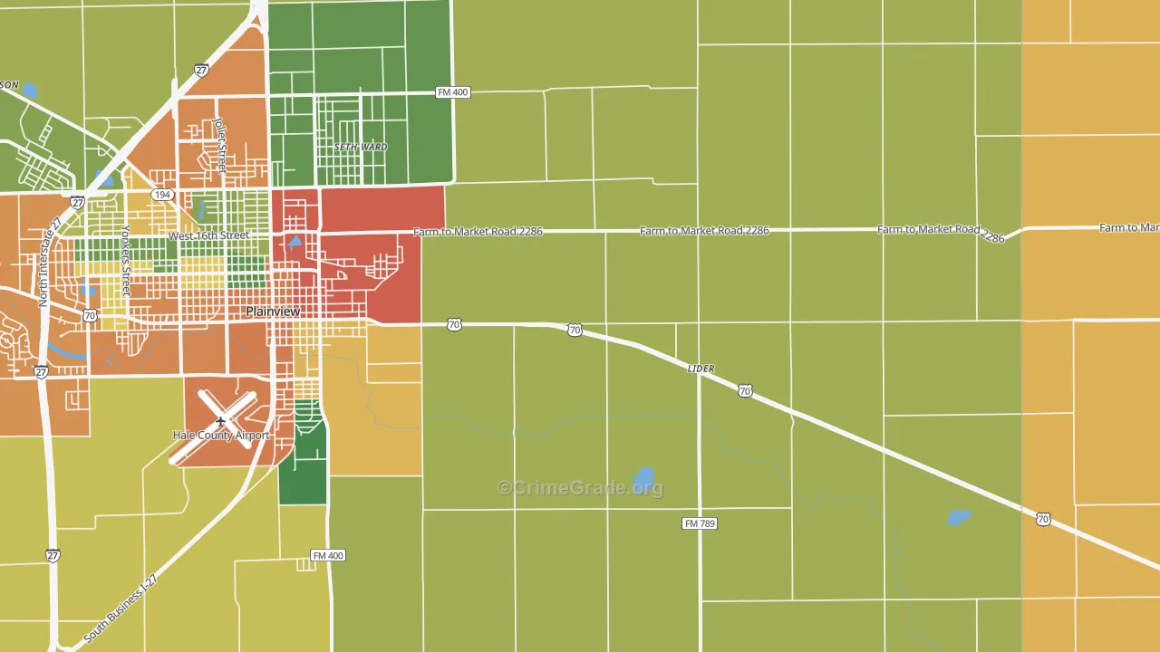 Seth Ward, TX Map of Drug-Related Crime Rates