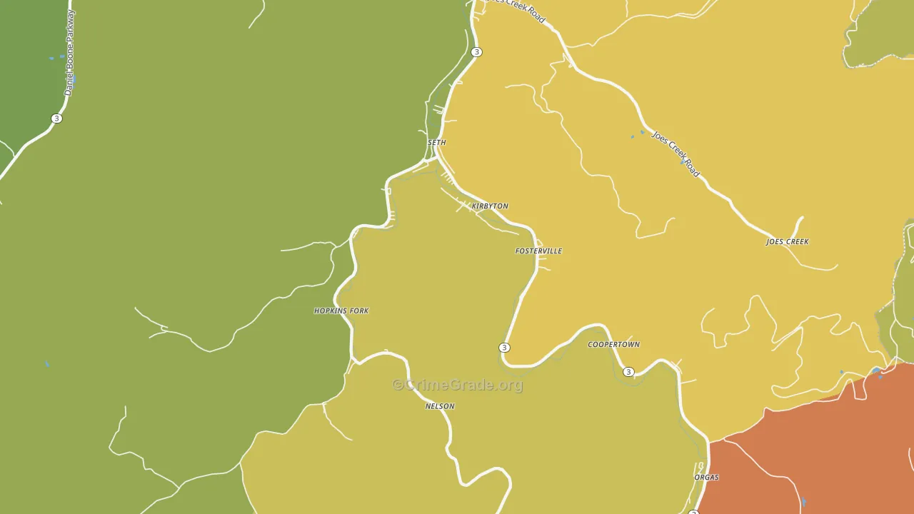 Seth, WV Map of Drug-Related Crime Rates
