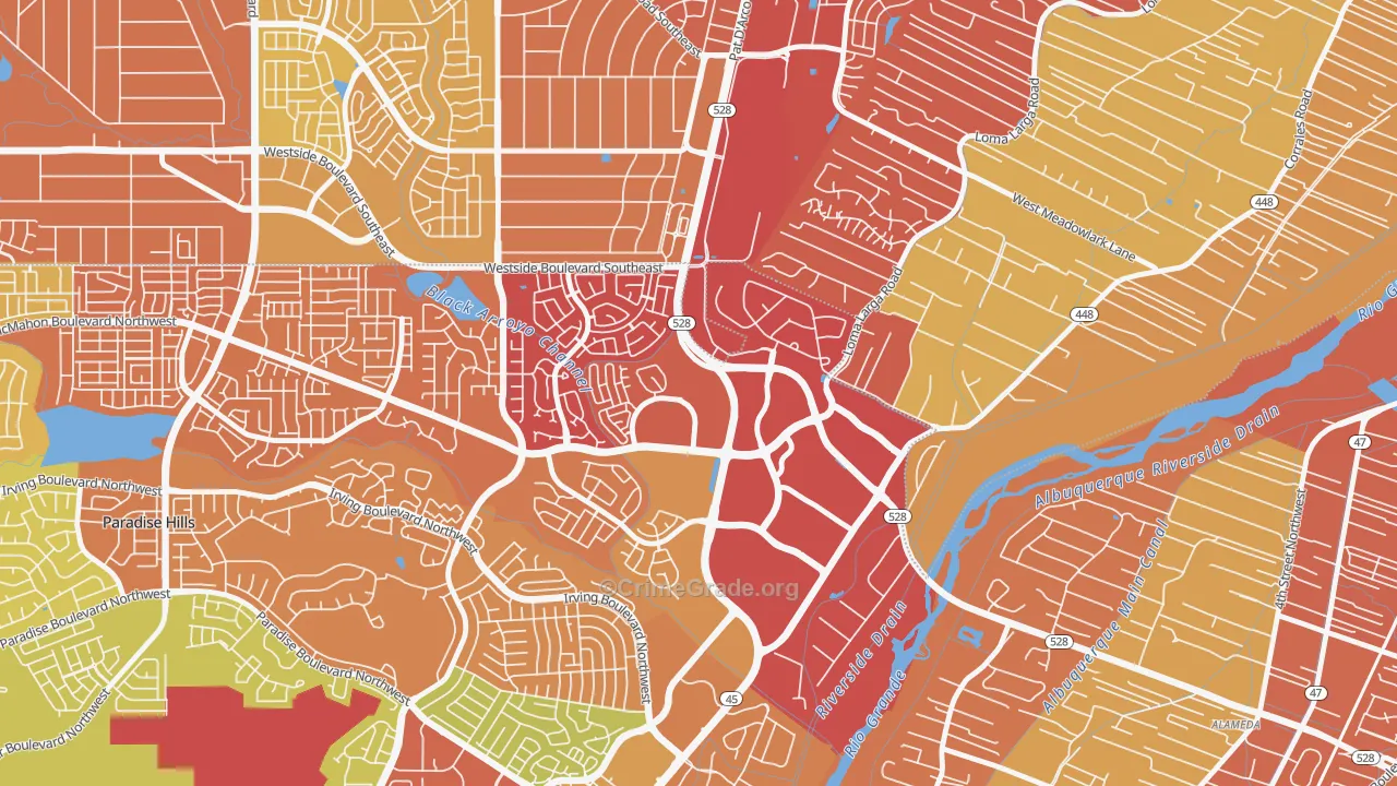 Seven Bar Ranch, Albuquerque, NM Map of Drug-Related Crime Rates