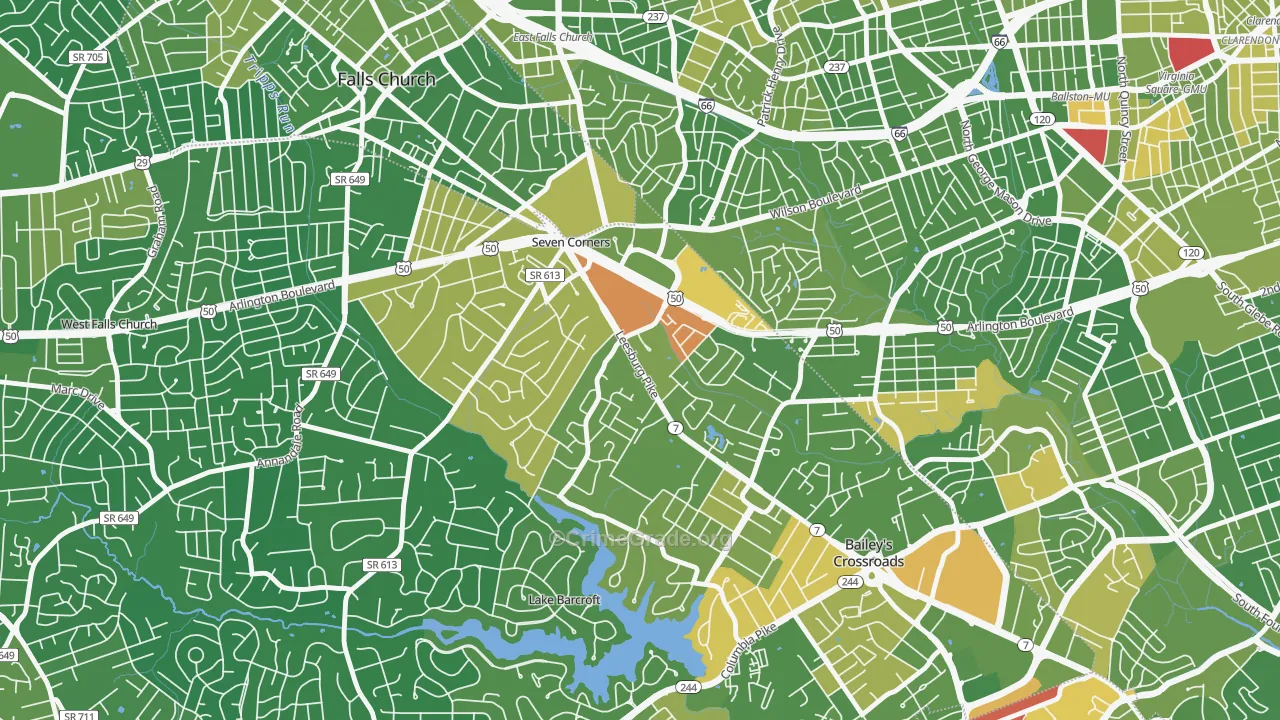 Seven Corners, VA Map of Drug-Related Crime Rates