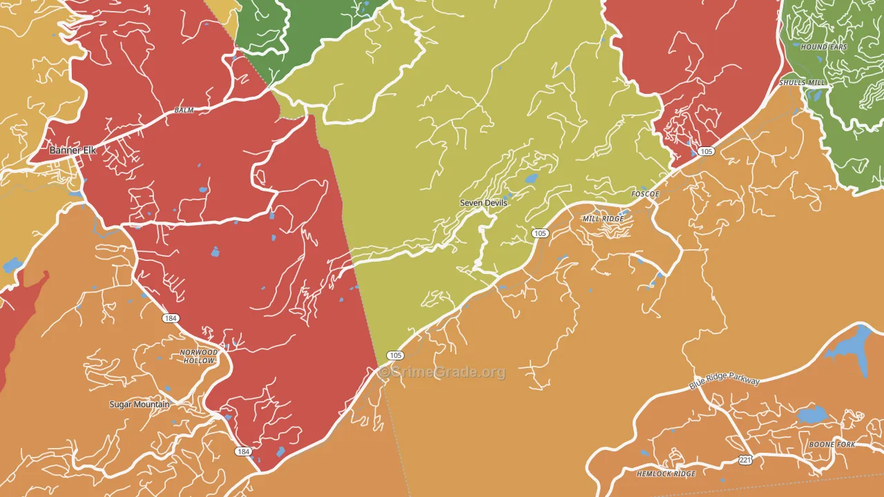 Seven Devils, NC Map of Drug-Related Crime Rates