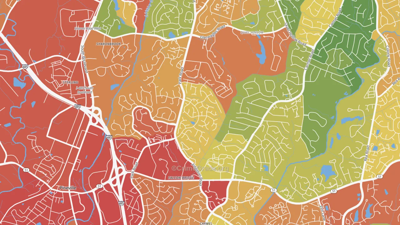 Seven Eagles, Charlotte, NC Map of Drug-Related Crime Rates