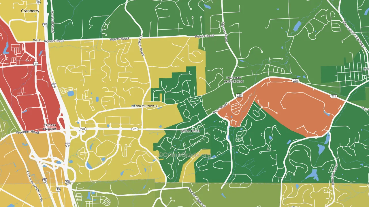 Seven Fields, PA Map of Drug-Related Crime Rates