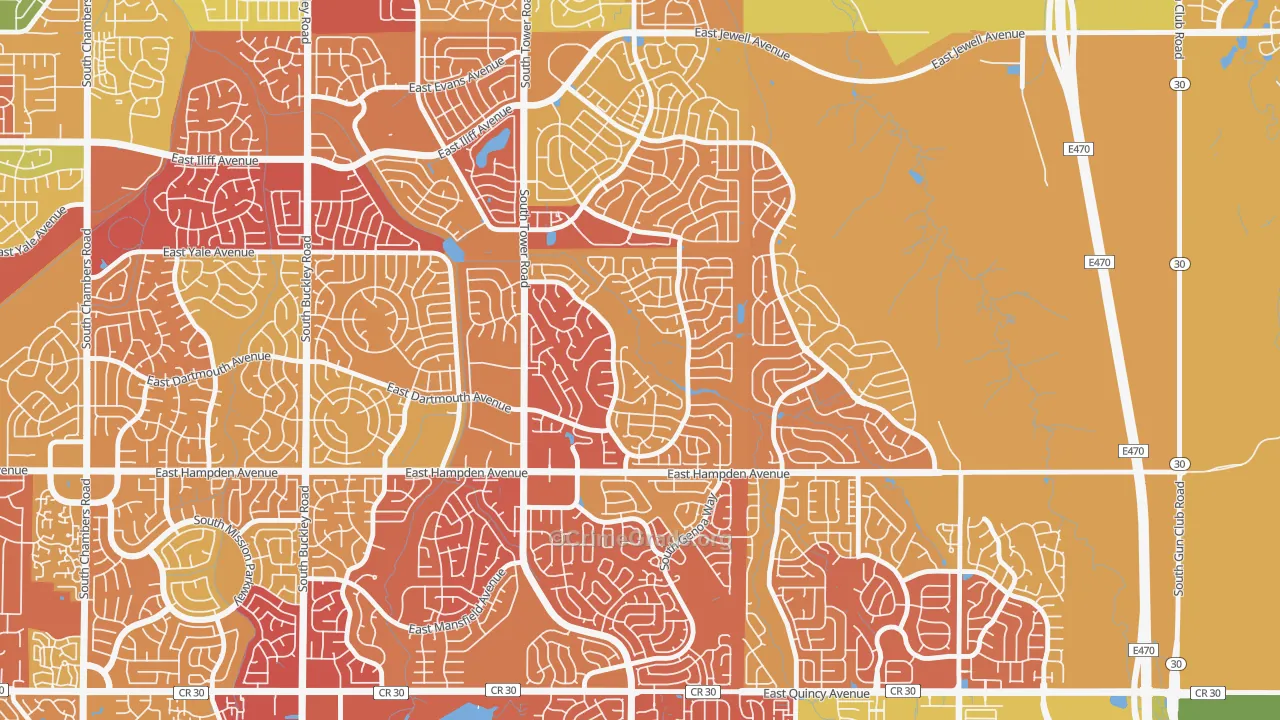 Seven Hills, Aurora, CO Map of Drug-Related Crime Rates