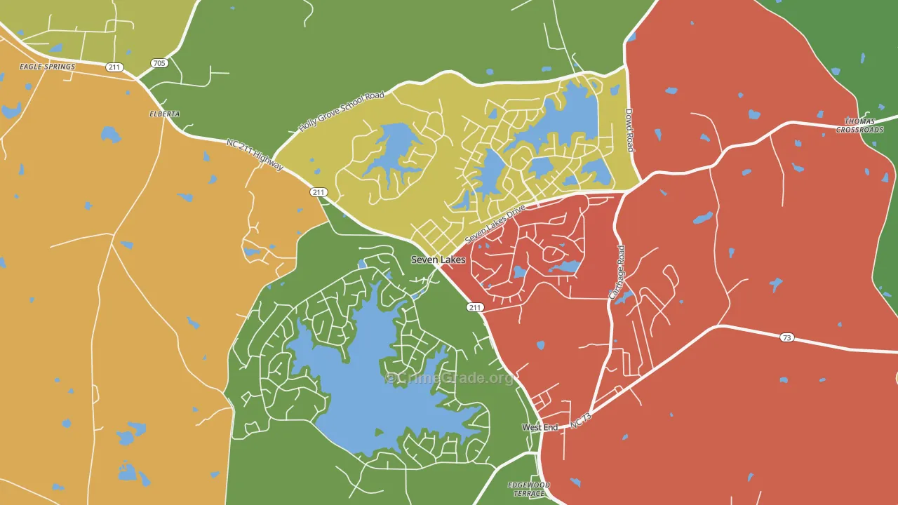 Seven Lakes, NC Map of Drug-Related Crime Rates