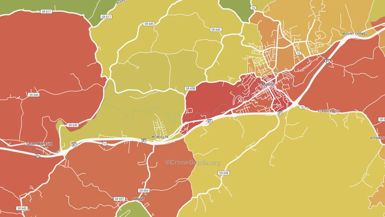 Seven Mile Ford, VA Map of Drug-Related Crime Rates
