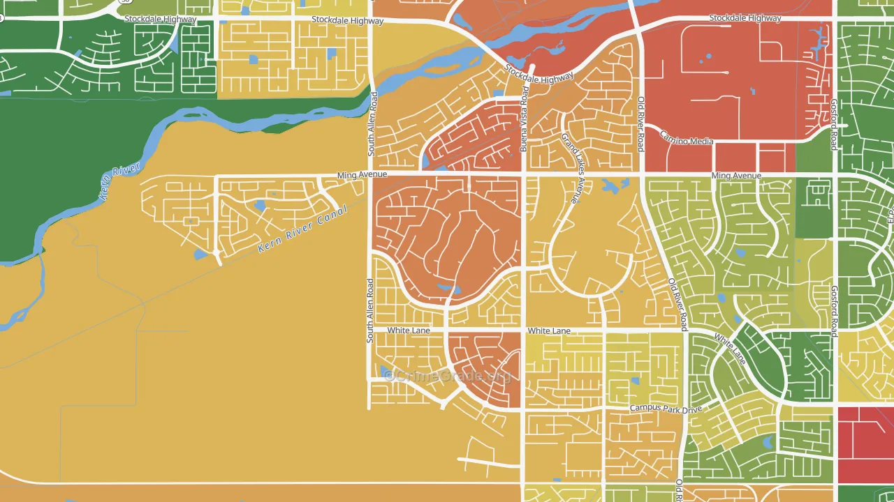 Seven Oaks at Grand Island, Bakersfield, CA Map of Drug-Related Crime Rates