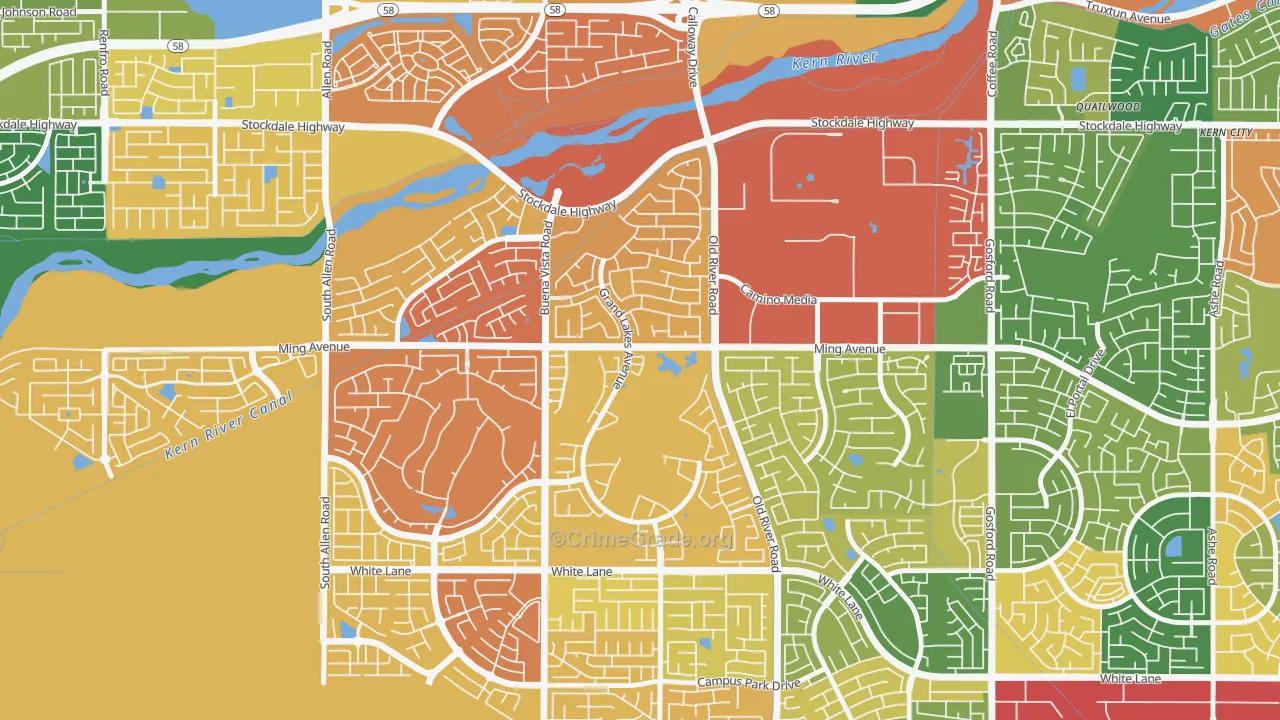 Seven Oaks, Bakersfield, CA Map of Drug-Related Crime Rates