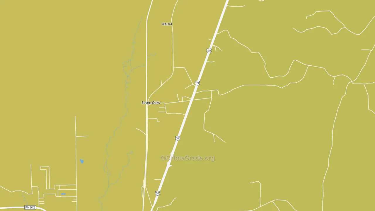 Seven Oaks, TX Map of Drug-Related Crime Rates