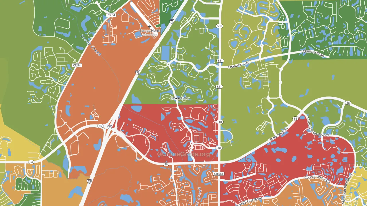 Seven Oaks, Wesley Chapel, FL Map of Drug-Related Crime Rates