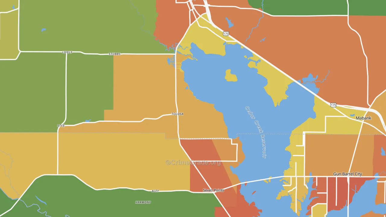 Seven Points, TX Map of Drug-Related Crime Rates
