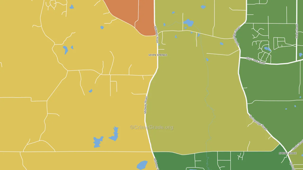 Seven Springs, MS Map of Drug-Related Crime Rates