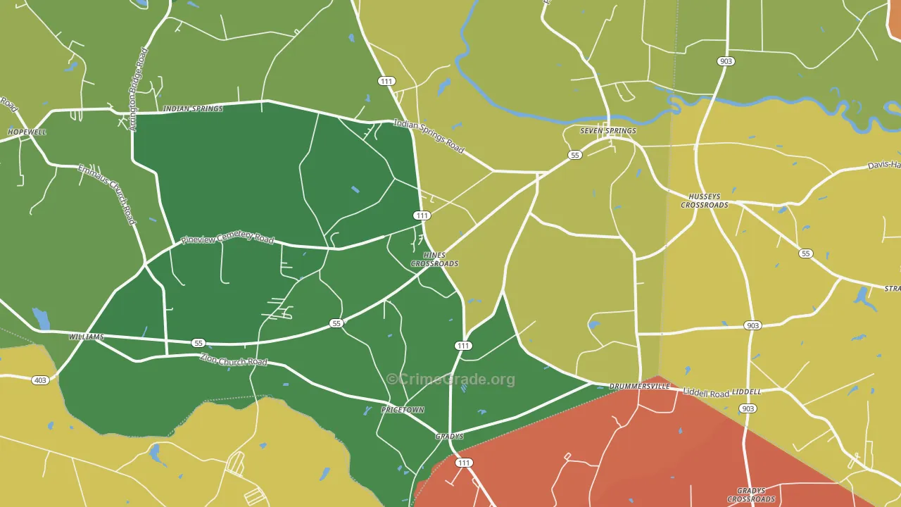 Seven Springs, NC Map of Drug-Related Crime Rates