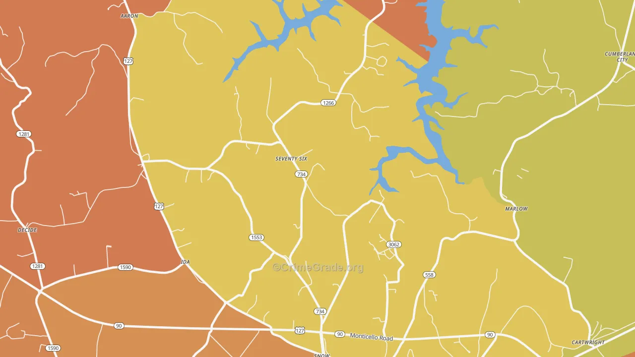 Seventy Six, KY Map of Drug-Related Crime Rates