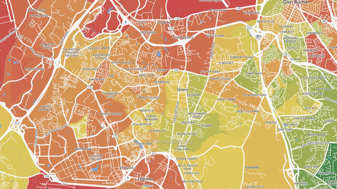 Severn, MD Map of Drug-Related Crime Rates