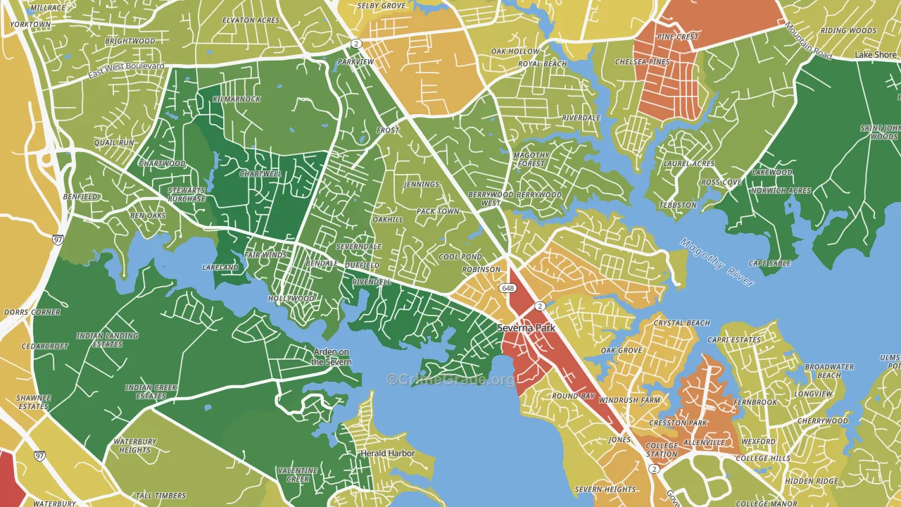 Severna Park, MD Map of Drug-Related Crime Rates