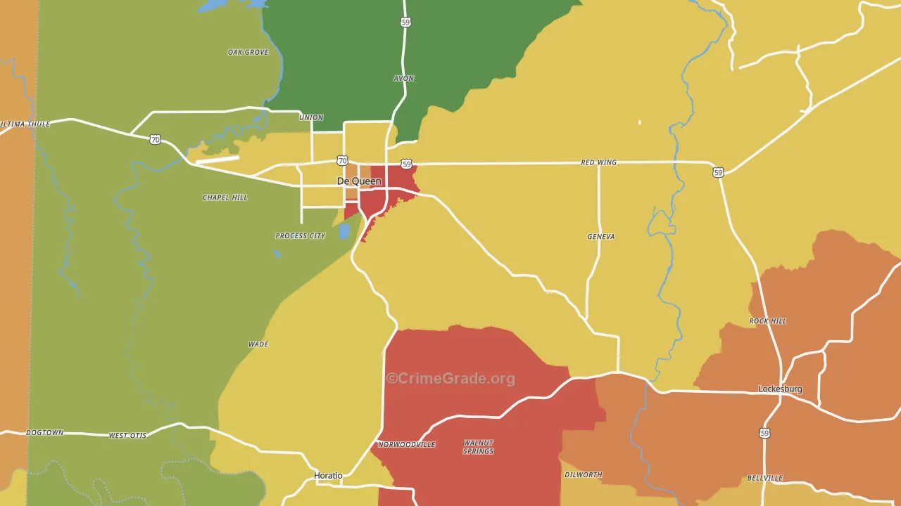 Sevier County, AR Map of Drug-Related Crime Rates